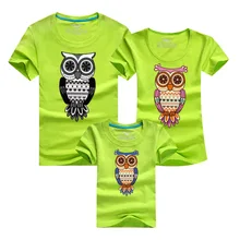 PSEEWE Children Clothing Family Matching Outfits Owl Printed Summer Casual T shirt Father Son Mother daughter