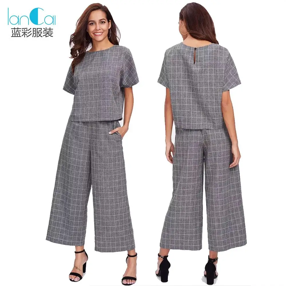 Pantalones Semiformales A Cuadros De Pierna Ancha Para Mujer,Pantalón Negro  A La Moda - Buy Trajes De Dos Piezas Para Mujer,Pantalones Sueltos De  Pierna Ancha,Pantalones Sueltos Informales De Pierna Ancha Product on