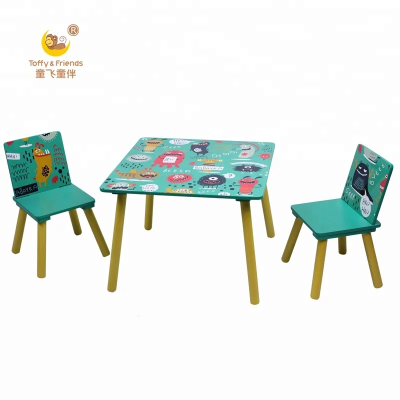 Wooden Kids Study Table and Chairs Set