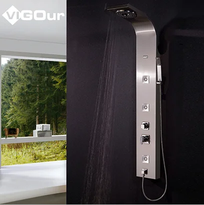 2019 Современная Высококачественная Черная душевая панель из нержавеющей