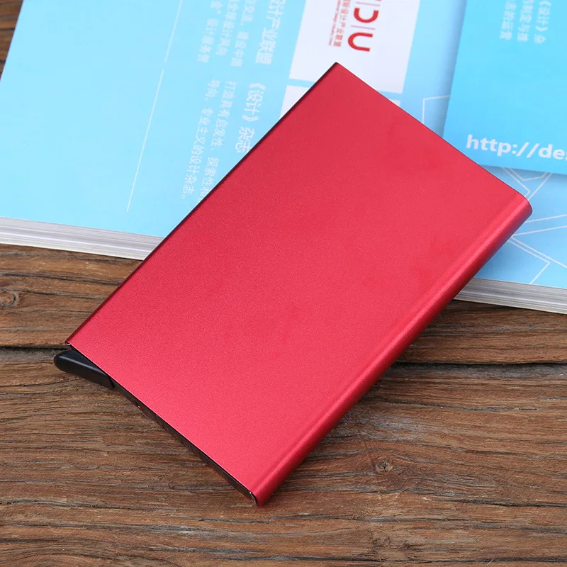 E-Onsale Aluminum RFID Blocking Credit Card Holder, Slim Metal Case, 6 Slots, Brown