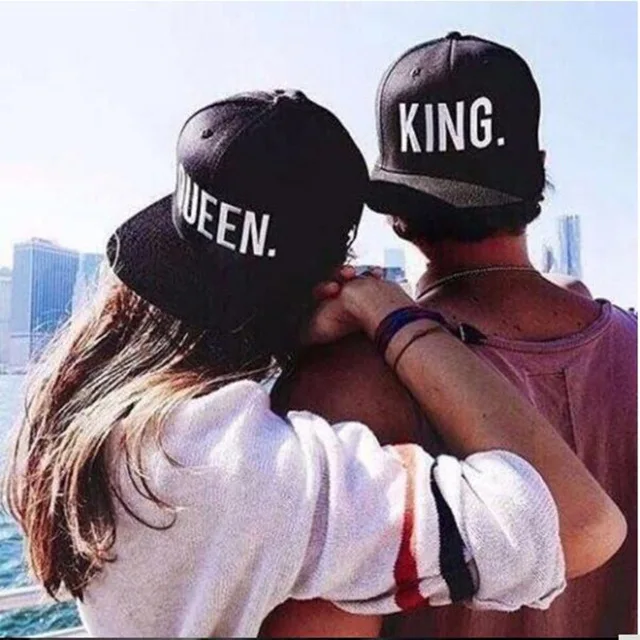 WENDYWU Hip-Hop Hats King and Queen 3D Embroidered Lovers Couples Snapback Caps Adjustable 