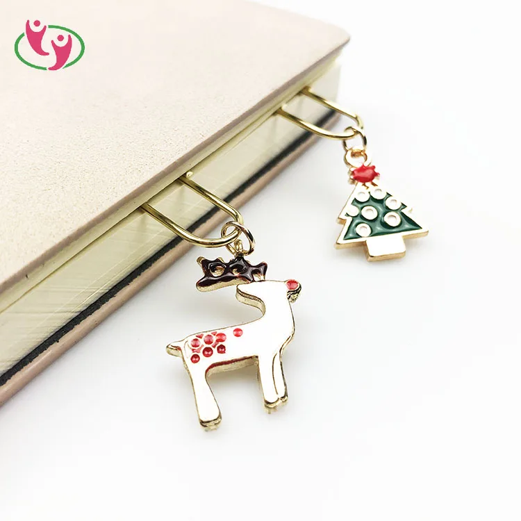 Рождественское праздничное украшение, подвеска в виде книжки, золотой бумажный зажим из нержавеющей стали