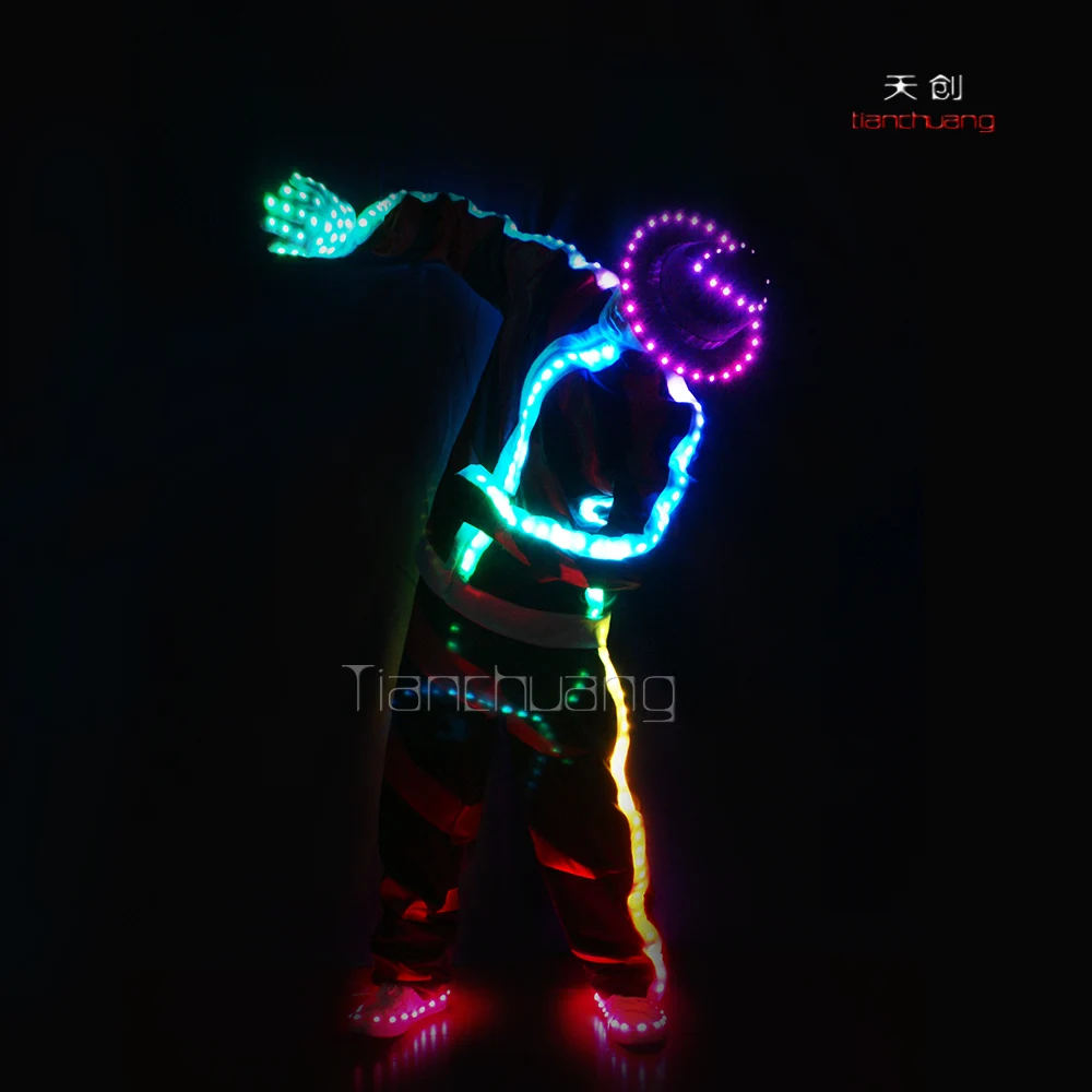 LEDライトマイケルジャクソンジャケット、レインボーカラーの服