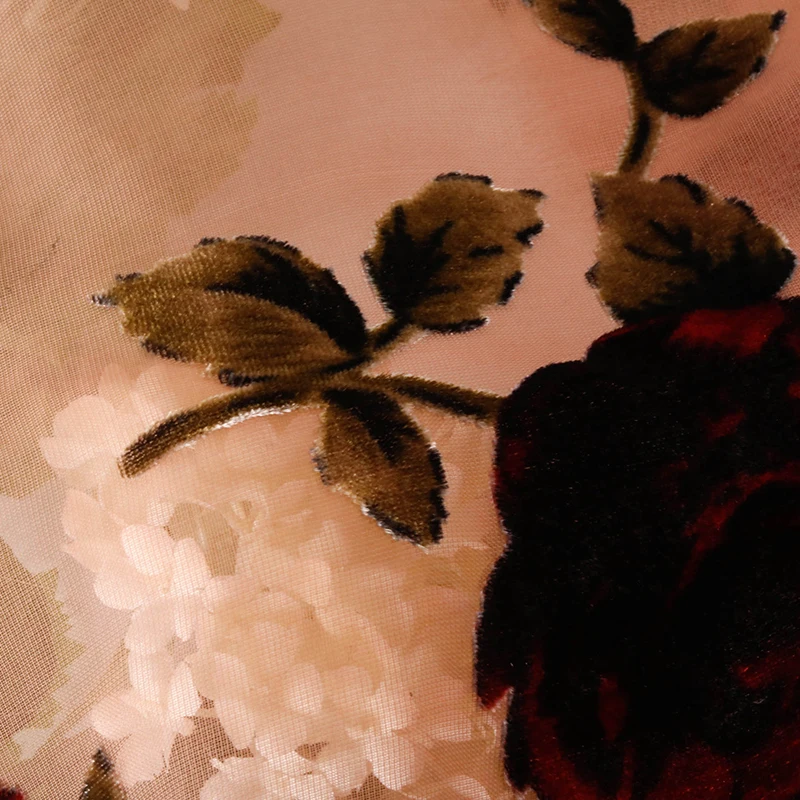 Wholesale 80Rayon 20nylon Floral Printed Burnout Fabrics Custom Design Burnout Velvet Mesh Fabric