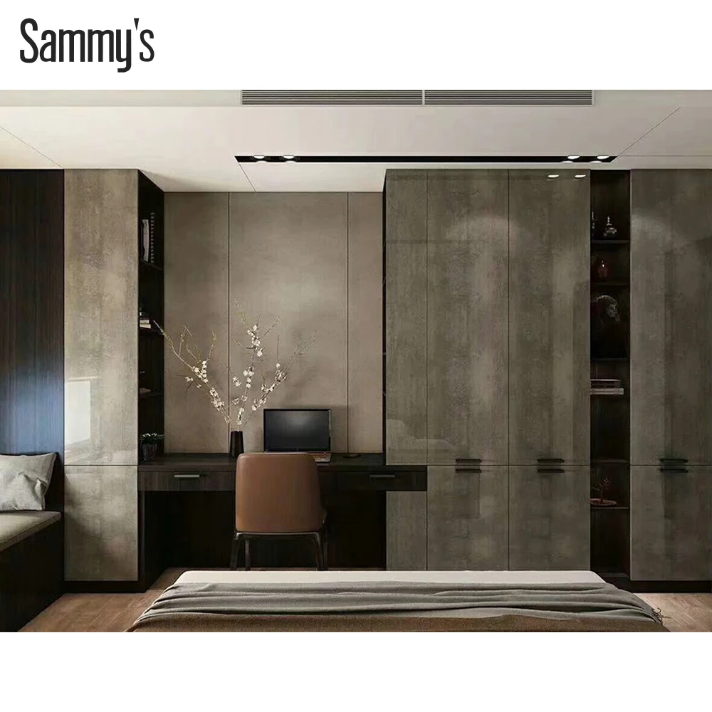 人気最新モダン木製ワードローブ寝室ウォークインクローゼット