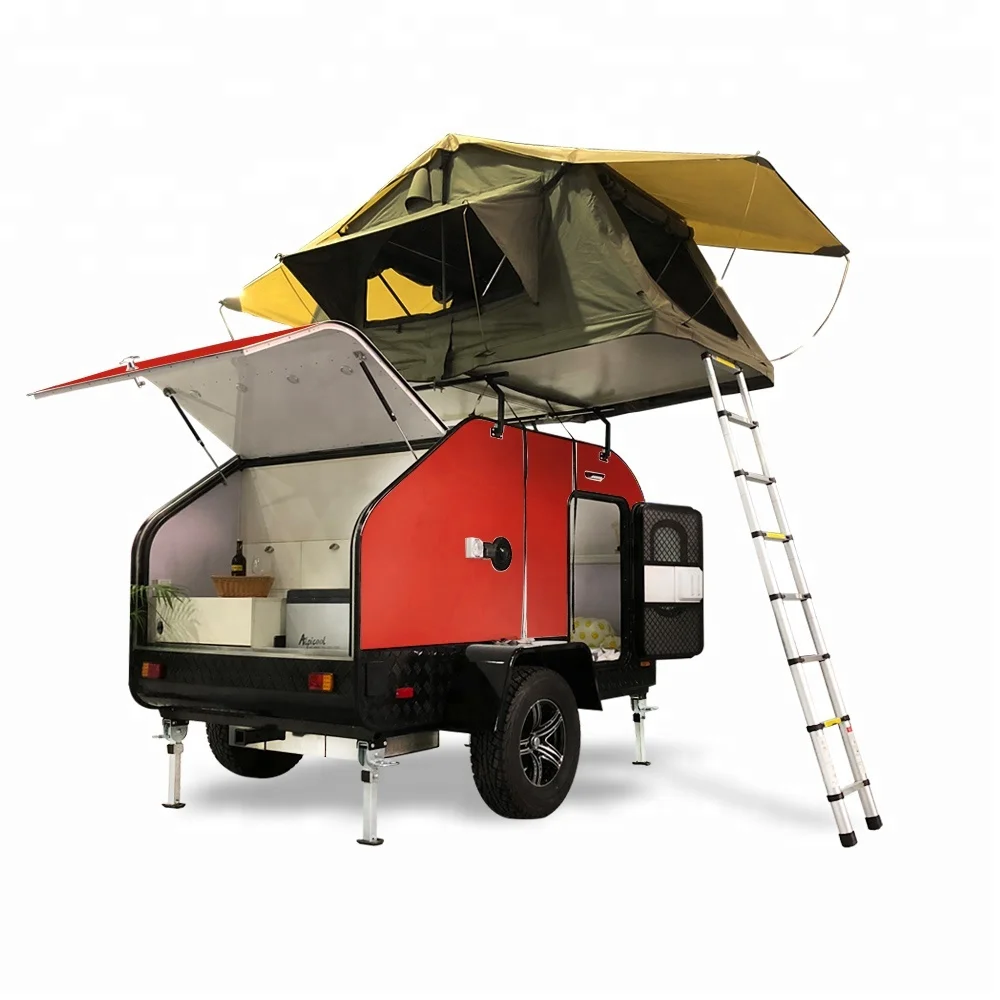 Off-road Teardrop Travel Trailer with Camper Roof Top Tent