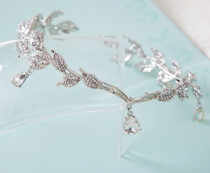 К требованиям заказчика; Сверкающие; С украшением в виде кристаллов с золотистыми листьями; Женские свадебные аксессуары, аксессуары для волос, цепочка на голову головной убор Тиара с горным хрусталем для свадьбы или выпускного бала женские аксессуары для