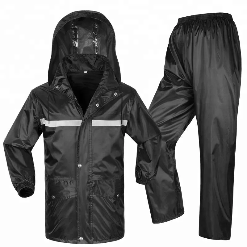 Windproof Cuffs Work PVC Rain Suit Hidden Hat PVC Raincoat PU Rainwear