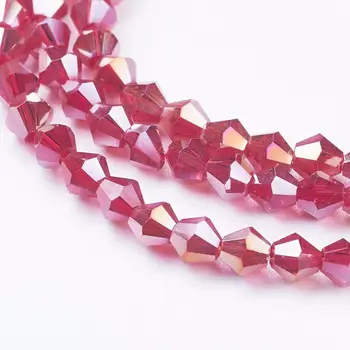 PandaHall 4mm Mixed Color Faceted Crystal Glass Bicone Beads