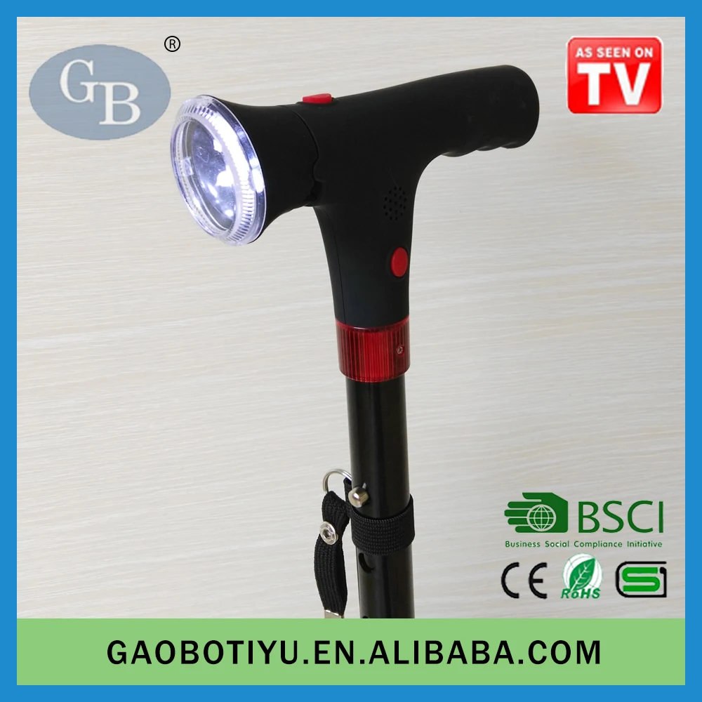 Aluminum Foldable Magic Cane with Light and Alarm for Elderly Seniors Adjustable Folding Walking Cane Stick