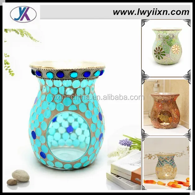 Handicraft Stained Glass Mosaic Tea Light Oil Burner Wax Melt Candle