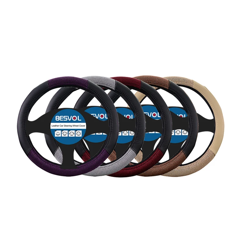 
FX-P-002 пользовательский двухцветный кожаный автомобиль рулевое колесо крышка микрофибра искусственная кожа 