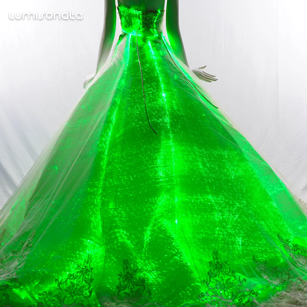Light Up Sparkling Wedding Dress Luminous Fiber Optic Prom Dress