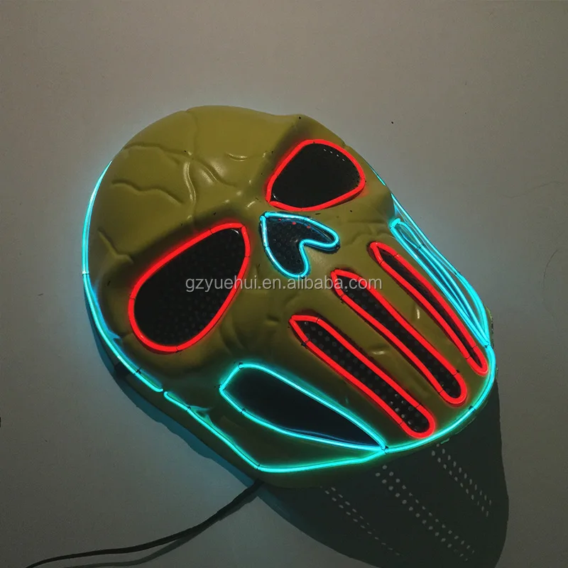 EL Light up CS Gaming Mask Halloween Anime Party Supplies Led Strip Iron Man Superhero Style Mask Neon Death Grimace Mask