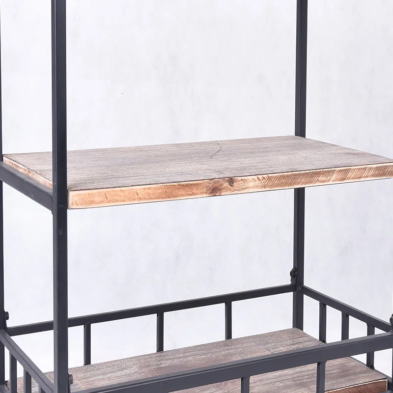 
 3 Многоуровневое деревянный Металл напитки бар, выступающей в корзину с колесом  