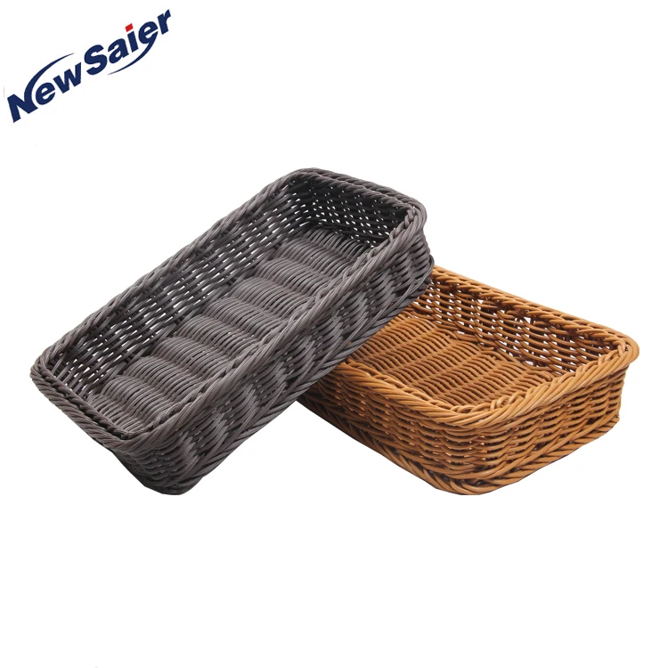 Rectangular Grey & Buff Rattan Storage Baskets - The Basket Company