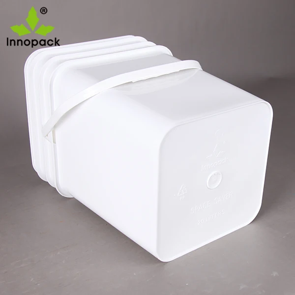20kg Animal Feed Bucket square Plastic Pail with Lid White Plastic Container