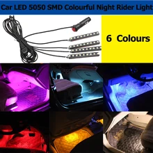 Free shipping Super bright Car LED Interior Decoration lighting 4*9 LEDs 5050 chip 4 In 1 12V Decorative Atmosphere Lamp Charge