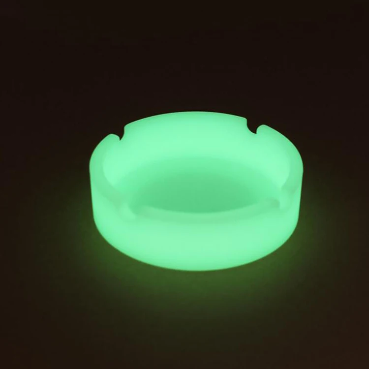 Factory Custom Printed Cheap  Glow in the Dark Silicone Round Ashtray