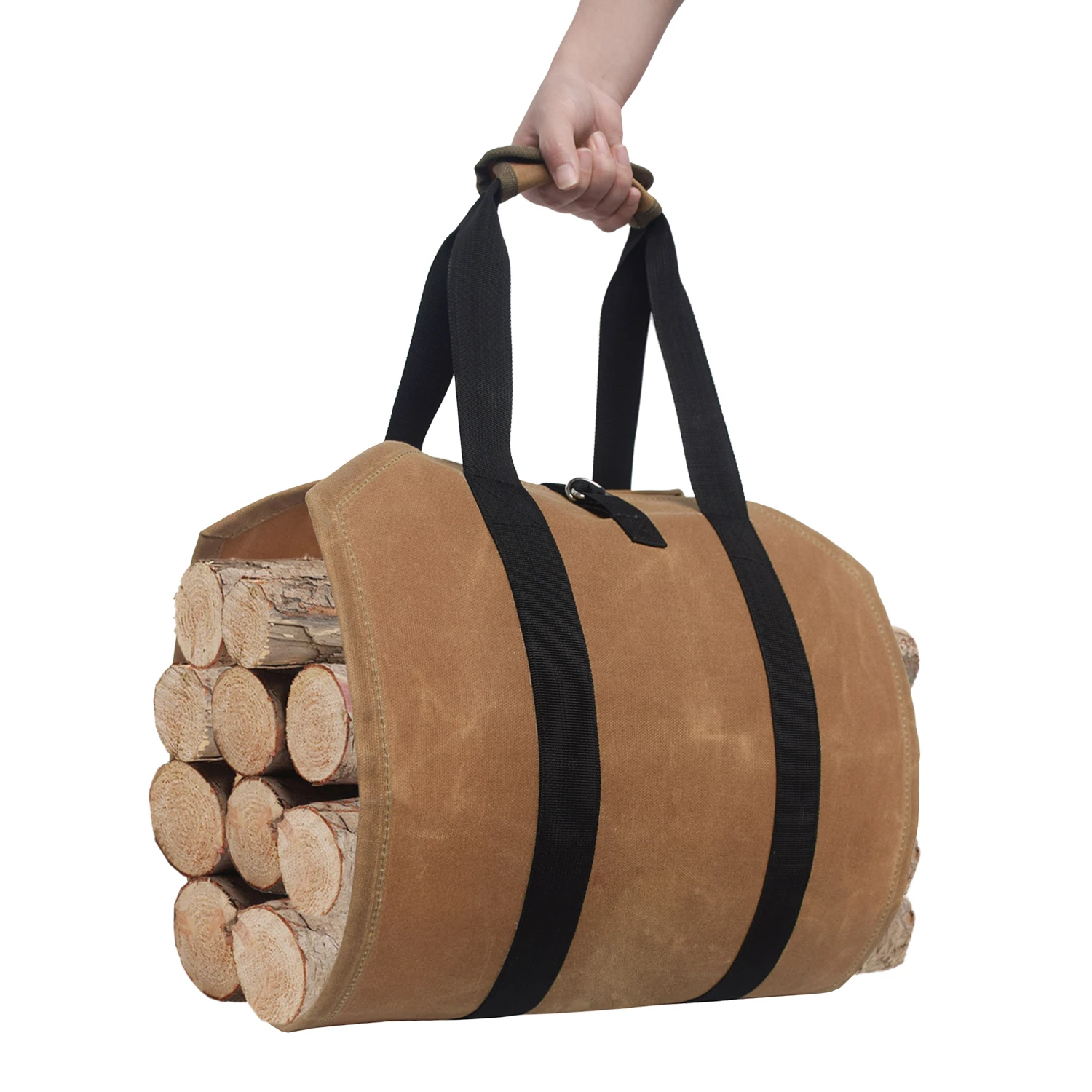 Waxed Canvas Wood Bag Fireplace Accessories Firewood Log Carrier Bag 