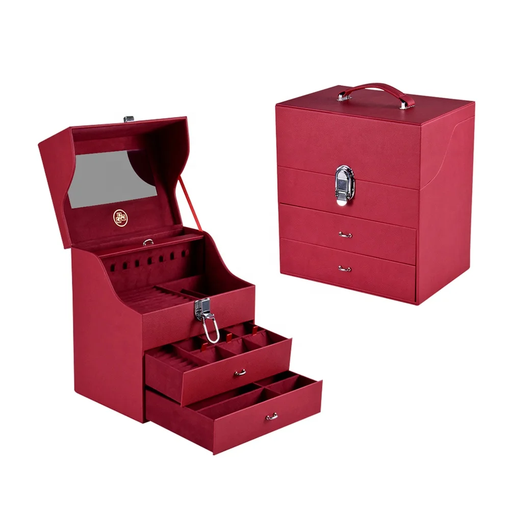 定制标志印花天鹅绒收纳礼品珠宝盒豪华包装整理包皮饰盒 - buy