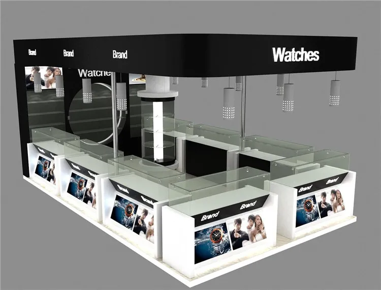 Commercial Shopping Mall Wristwatch Kiosk Design Retail Wrist Watch  Boutique Display Stand Watch Kiosk Design for Malls
