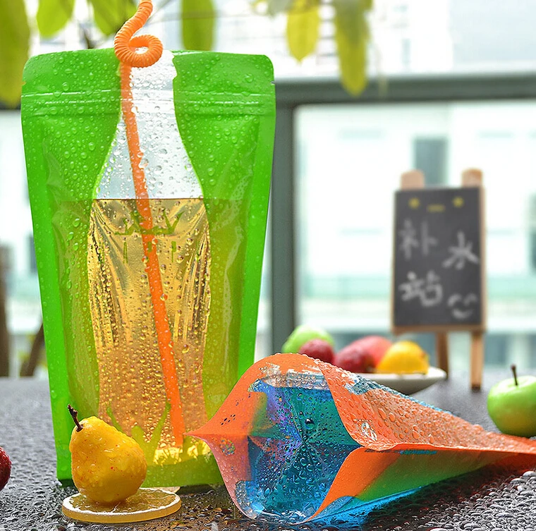 High Quality Clear Stand up Zipper Pouch Drink Bag for Juice Ziplock Plastic PE Tea Bag Packaging Customized Gravure Printing