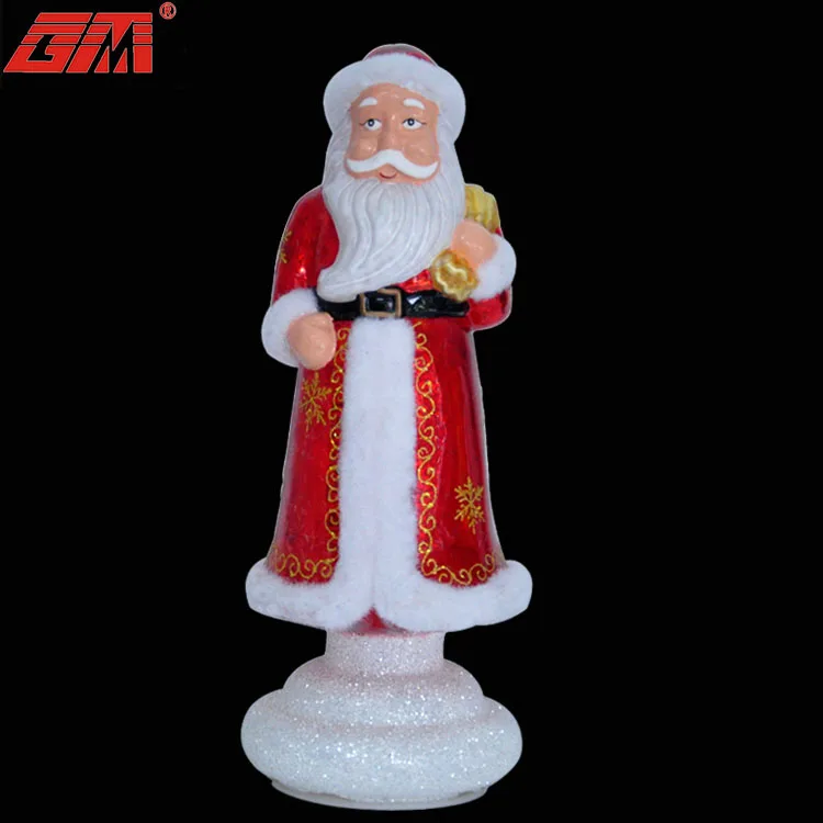 Factory Wholesale Handmade Blowing Santa Claus Glass Figurine Glass Art Ornament With LED Lights details