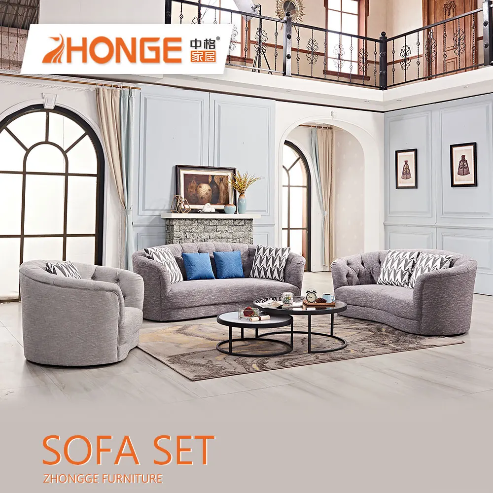 Living Room 2 3 Seater Sofa Set Grey 