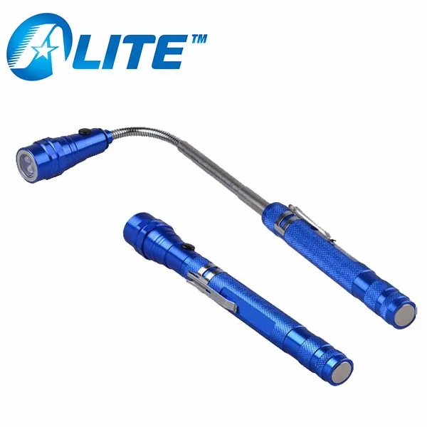 Magnetic Pick up Tool Lamp Work Light 3 LED Blue Telescopic Torch