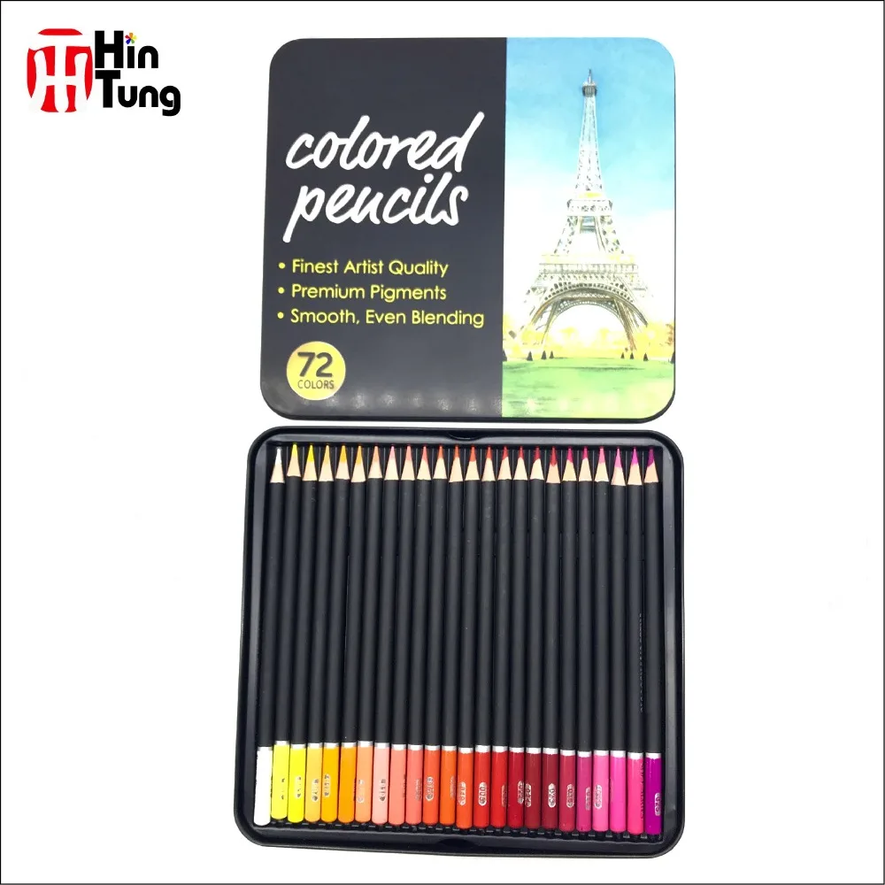 72 шт. высококачественные цветные карандаши премиум-класса в жестяной