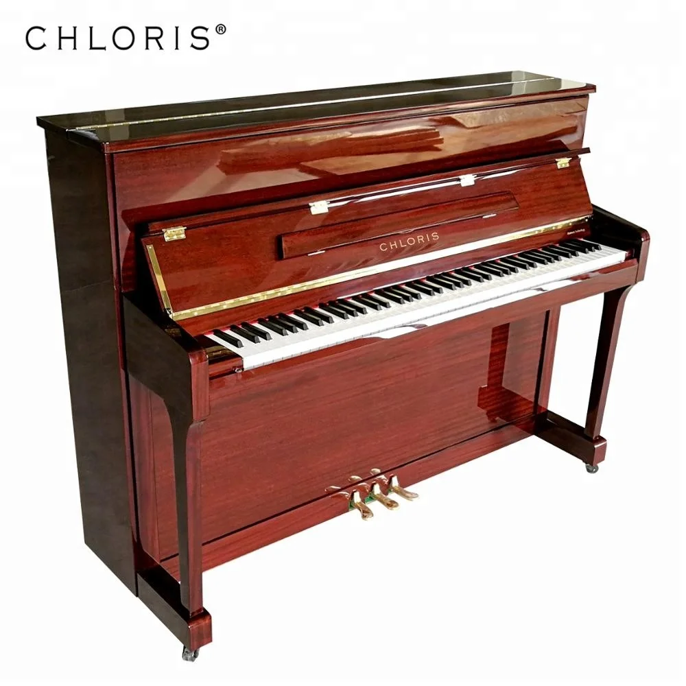 Piano Vertical de Madeira Marca Chloris Shanghai Preço Polido Marrom HU-110, image size:1000x1000