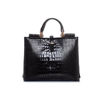 China online shopping wholesale designer women's black patent leather handbags OEM&ODM Service