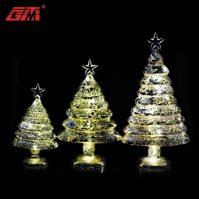 Hot sale glass christmas tree with ornaments christmas tree decoration item factory