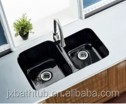 Deep Double Skirted High Quality Apron Cast Iron Enameld Kitchen Crusher Sink Use