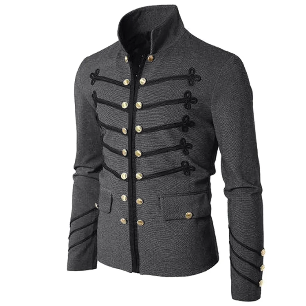 2020 Vintage sólido hombres chaqueta gótica Steampunk