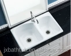 Deep Double Skirted High Quality Apron Cast Iron Enameld Kitchen Crusher Sink Use