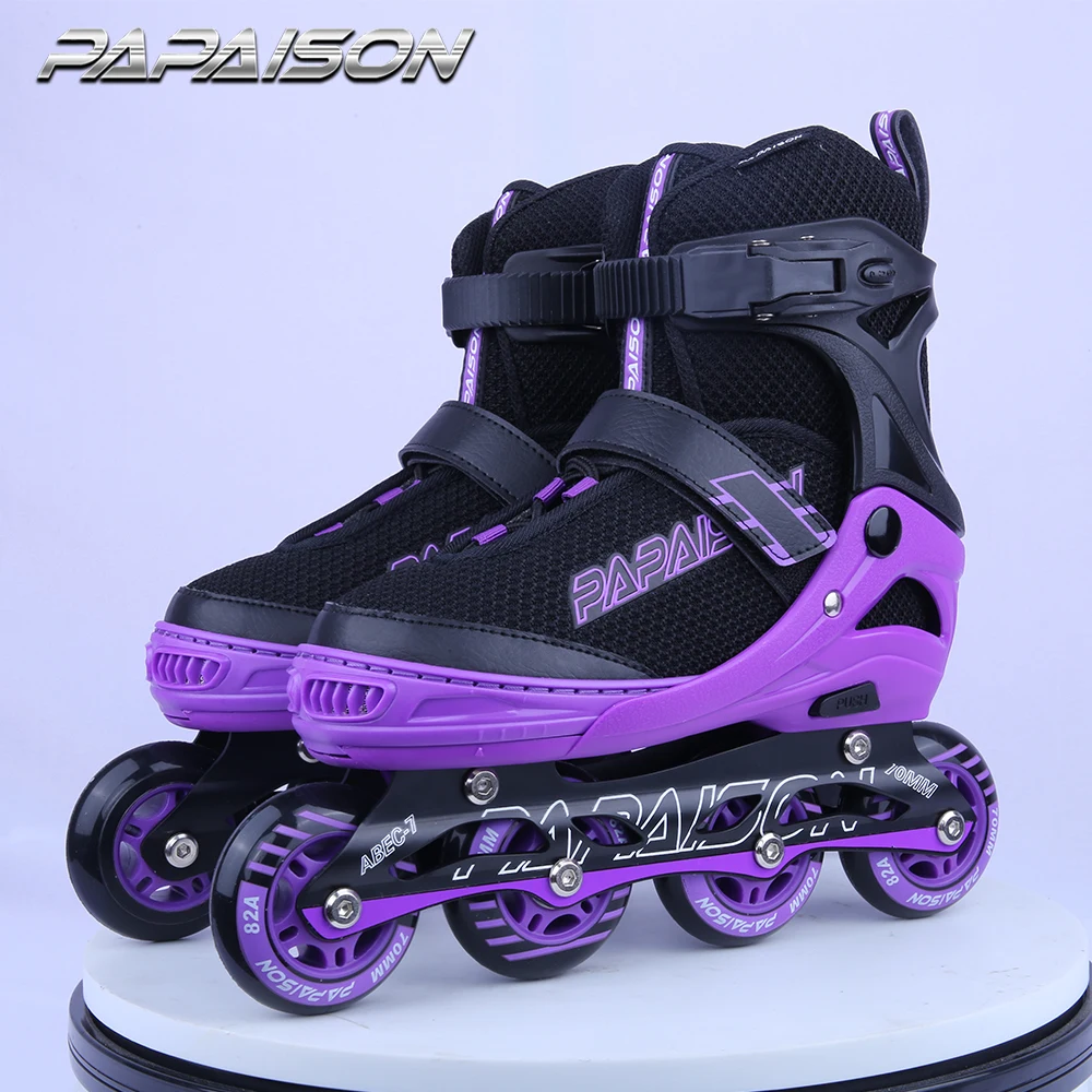 PAPAISON 4 PU LED調整可能フラッシュ安全ローラースケート