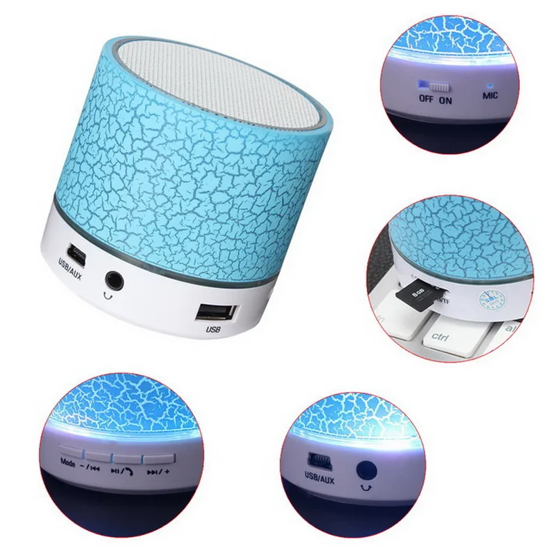 LED Colorful Lights Speaker Portable Bluetooth Speaker for Bedroom Outdoor Music Sound MP3 Player