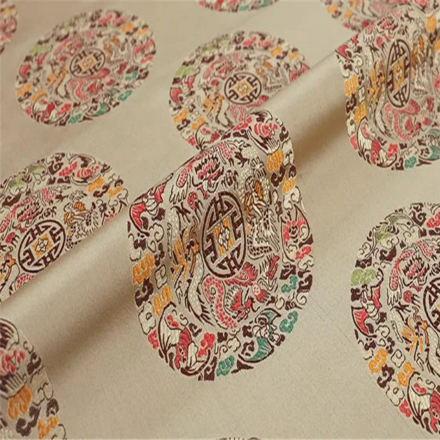 Popular Discount Price Classic Style Factory Nice Colors Traditional Chinese Dragon Jacquard Brocade Polyester Fabric for Robe