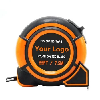 Tape Measure 7.5M Nylon Steel Measuring Tape 25mm Wide, Orange Black | Harfington