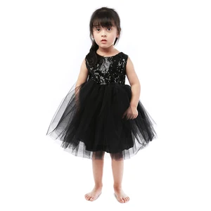 The Latest Design Wholesale Baby Clothing Girls Solid Sequin Single Tulle Lace Dress Beautiful Girl Tutu Dress