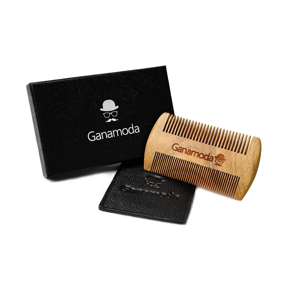 Great for Head Hair Beard Mustache  Handmade Premium Sandal Wood Fine Dual Action Teeth Beard Comb K