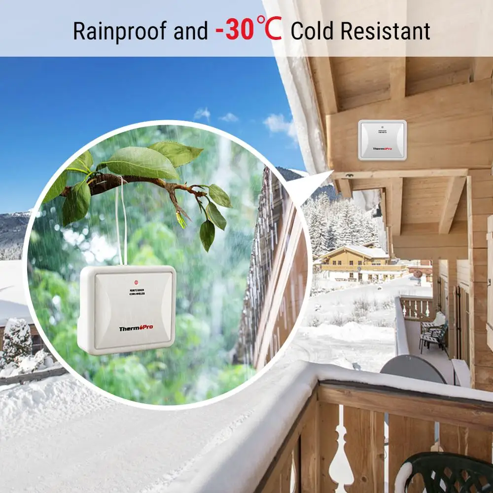 ThermoPro TP67 Weather Station Wireless Indoor Outdoor Thermometer Digital  Hygrometer Barometer with Cold-Resistant and Waterproof Temperature Monitor