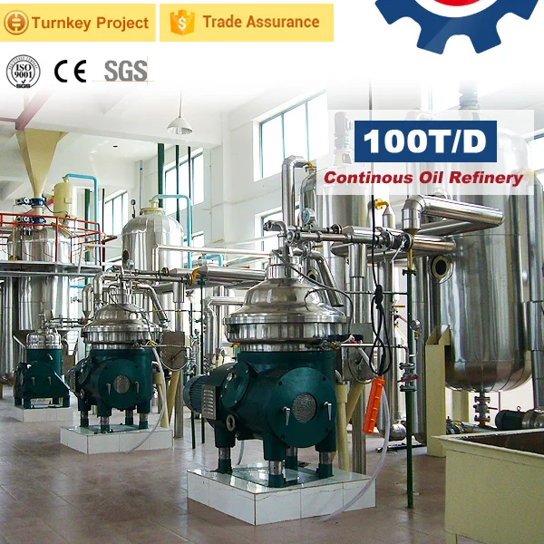 100TPD Large Continuous Oil Refining Machine for Edible Palm Kernel Soybean Mustard Oil