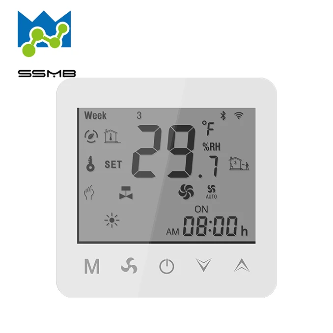 Fcu Modbus Rs485 Heat Fan Coil Programmable  Room Thermostat Lcd Display for Control Display