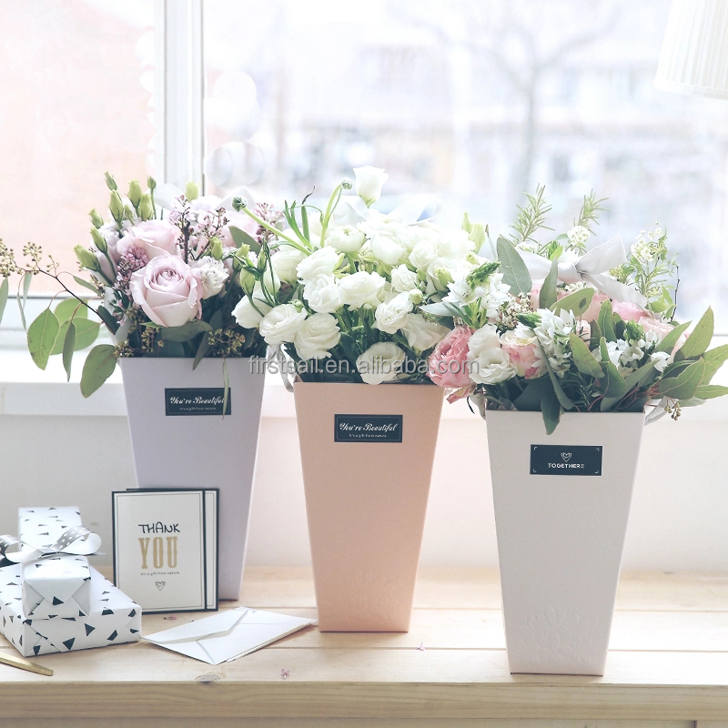 Hot Factory New Custom Paper Paper Bag Flower Vase Flat Folding Flower Packaging Gift Boxes