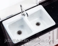 Deep Double Skirted High Quality Apron Cast Iron Enameld Kitchen Crusher Sink Use