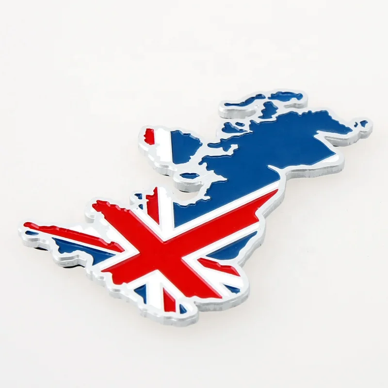 ETIE Factory Cheap Low Prices Custom Made Car Emblems UK Flag Badges Aluminum Alloy Matel Nameplate Body Stickers Car Decor